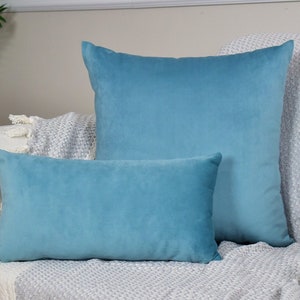 Baby Blue Velvet Pillow Cover, Designer Throw Pillows, Velvet Cushion Cover, Luxury Baby Blue Decorative Pillow Case, Decoraiton Home Gifts