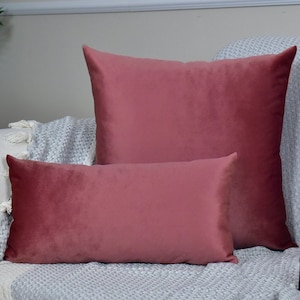 Dusty Rose Velvet Lumbar Pillow Cover, Dried Rose Velvet pillow case, Velvet Cushion, Throw Pillow, upholstery fabric * * Only Velvet Cover