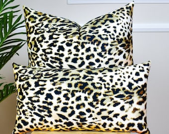 Funda de almohada de terciopelo con estampado de leopardo y cojín lumbar con estampado de guepardo