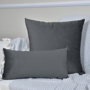 Gray Velvet throw pillow Cover, Velvet cushion cover, Velvet Pillow Cover with 24 Color Variations, European pillow Sham, Hidden Zipper Case