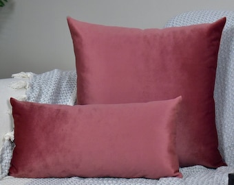 Dusty Rose Velvet Lumbar Pillow Cover, Upholstery Fabric
