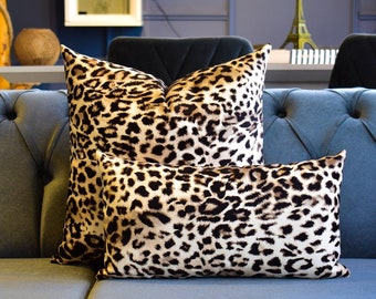 Leopard Velvet Pillow Cover,Animal Print Cheetah Living Room Cushion,Velvet Lumbar Throw Pillow ,Chair,Bench,Couch, Bedroom Bed Pillow Cover