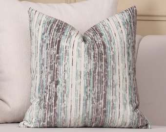 Fodera per cuscino in tessuto boho • Bianco, verde acqua e grigio