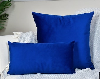 Blue Velvet Pillow Case With 64 Size Options, Blue Soft Velvet