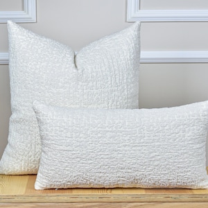 White Woven Linen Throw Pillow Cover, Soft Linen Euro Pillow Sham for Bedroom, Textured Linen Cushion Cover for Sofa, Soft Linen Pillow Case