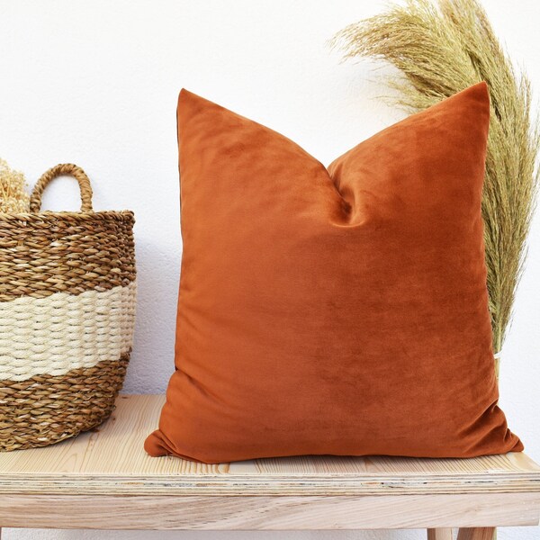 Orange Velvet Pillow Etsy