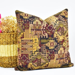 Brauner türkischer Kelim-Kissenbezug, türkisches Dekokissen, gewebter Kissenbezug, Boho-Kissenbezug, Boho-Kissenbezug, Muttertagsgeschenk
