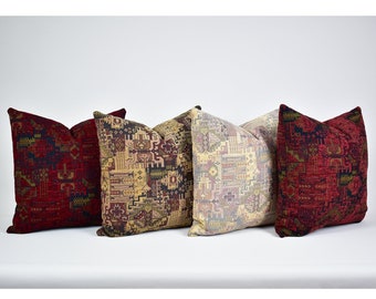 Turkish Kilim Throw Pillow Cover, Bohemian Rug Cushion, Handwoven Home Decor