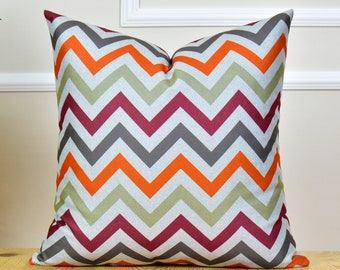 Striped Chevron Outdoor Pillow Cover, Durable Fade-Resistant Throw Pillow