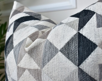 Geometric Bohemian Woven Throw Pillow Cover, Euro Sham