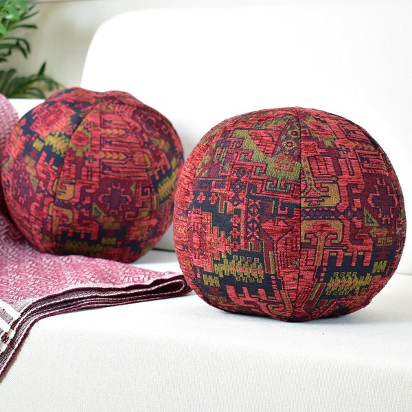 Vintage design ball pillow • Turkish kilim sphere pillow • Authentic pillow •• Unique design ball pillow •• Mothers Day Decoration Home Gift