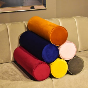 Velvet Bolster Pillow Cover in Any Colors and Sizes, Luxury Back Velvet Cushion,Velvet Support Pillow,Sofa Bolster, Yoga Meditation Bolsters