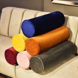 Luxury Velvet Bolster Throw Pillow Cover,Cylindrical and Round Soft Velvet Neck Pillow,Velvet Waist Cushion Cover,Velvet Roll Support Pillow