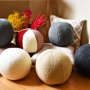 Boucle Ball Pillow, Creative Sphere Boucle Pillow, Round Unique Pillow, Sofa Pillow, Decorative Pillow Home Decor, New Year gift Ball Pillow