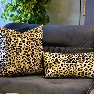 Leopard Velvet Throw Pillow Cover All Sizes, Animal Print Cheetah Velvet Cushion Cover, velvet pillow  hidden zipper, Animal Pillow Cover