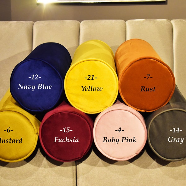 Velvet Bolster Pillow Cover, Cylindrical Lumbar Cushion, Trendy Home Decor