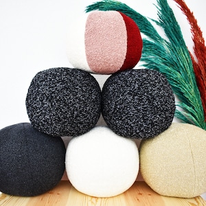 Creative Boucle Ball Pillow, Contemporary Round Cushion, Unique Sphere Pillow, Trendy Luxury Ball Pillow, Housewarming Gift,Mothers Day Gift