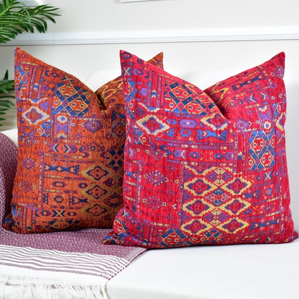 Linen kilim pillow cover * Geometric turkish rug cushion * Ethnic moroccan pillow case * Comfy windowpane pillow * Striped cozy pillow cover