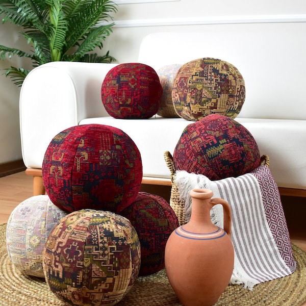 Original Design Ball Kilim Pillow · Full Decorative Luxury and Selection Color Turkish Kilim Ball Pillow · Cozy Home Decoration Ball Pillows