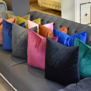 Luxury Velvet Throw Pillow Cover, Solid Color Velvet Euro Sham, Velvet Cushion Cover for Sofa, Mother&#39;s House Gift 24 colors and 64 size
