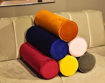 Velvet Bolster Pillow Cover, Luxury Back Cushion, Sofa Pillow