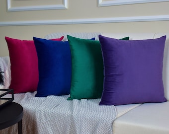 Handmade Velvet Pillow Cover, Euro Sham Cushion, Color Options