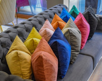 Soft Velvet Throw Pillow Cover, Euro Sham, 24 Colors