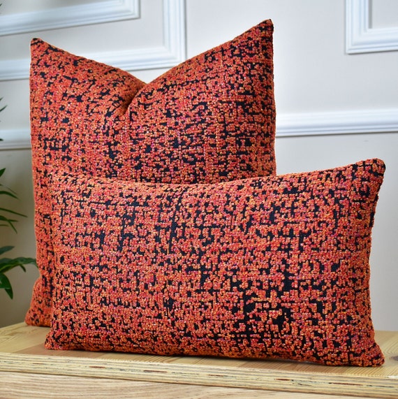 Rust Woven Throw Pillow Cover Burnt Orange Euro Pillow Sham Cushion Cover for Sofa Soft Textured Pillow Case polka Dot Classic Pillow Etsy