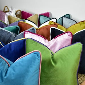 Luxury Velvet Piping Pillow Cover, Luxury Velvet Throw Pillow Cover, Velvet Cushion Cover, Designer Velvet Pillow Case, Any Size Any Color