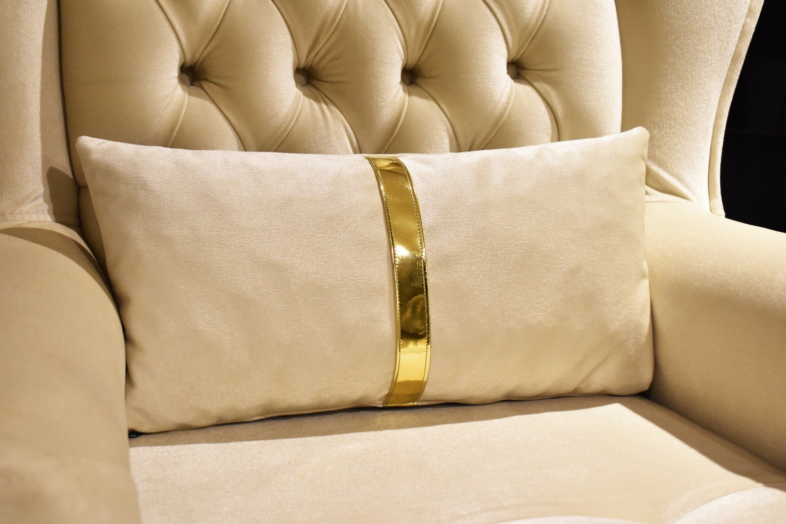 White Luxury Velvet Lumbar Pillow Cover With Gold Cordtrendy Etsy