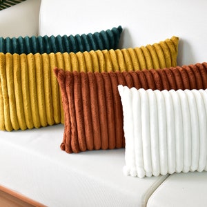 Corduroy Lumbar Pillow Cover, Ribbed Velvet Cushion, Boho Home Decor
