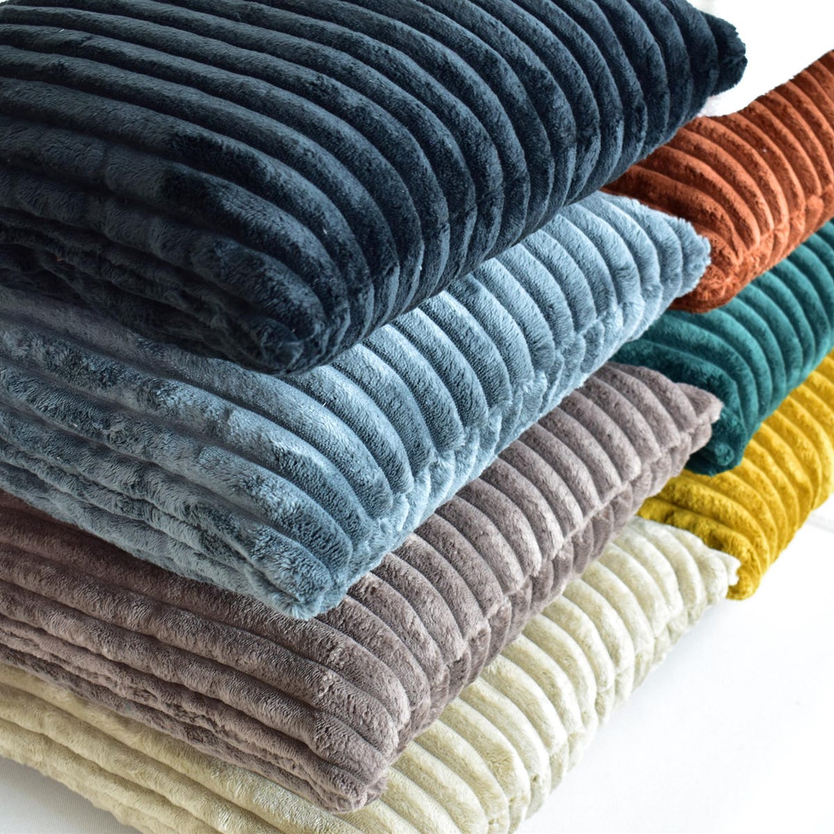 Fluffy Corduroy Pillow Cover, Decorative Throw and Lumbar Pillow Case