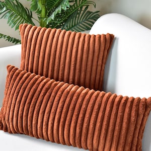Terracotta pillow cover, Corduroy cushion cover, Trendy corduroy throw pillow cover, 8 color and 72 size options are available, Only cover