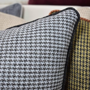 Durable linen throw pillow cover, Piping linen pillow cover, Designer linen cushion cover, Gray&ash pillow cover with black piping, All size