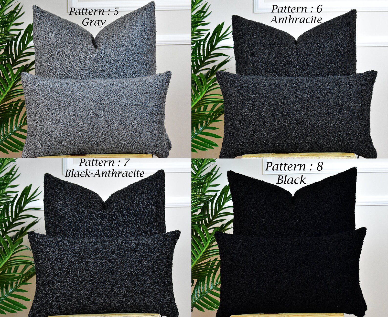 Soft Textured Unique Black Boucle Pillow Coverluxury Boucle Etsy