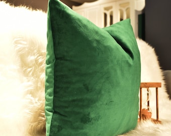 Emerald Green Velvet Pillow Cover, Soft Velvet Cushion