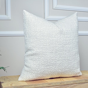 White Woven Linen Throw Pillow Cover, Soft Linen Euro Pillow Sham for Bedroom, Textured Linen Cushion Cover for Sofa, Soft Linen Pillow Case