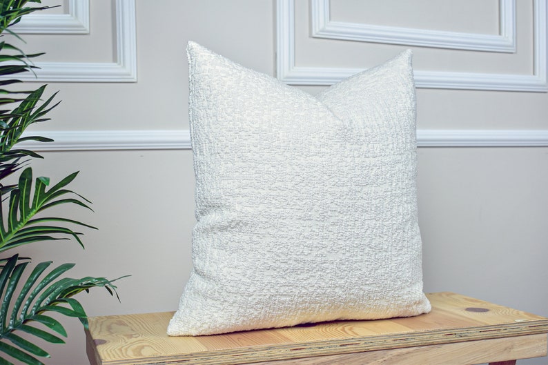 White Woven Linen Throw Pillow Cover, Soft Linen Euro Pillow Sham for Bedroom, Textured Linen Cushion Cover for Sofa, Soft Linen Pillow Case