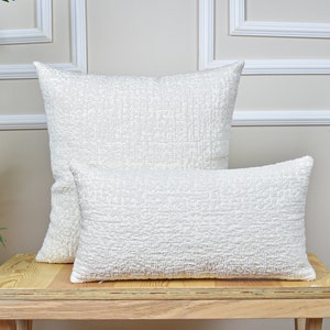 White Woven Linen Throw Pillow Cover, Soft Linen Euro Pillow Sham for Bedroom, Textured Linen Cushion Cover for Sofa, Soft Linen Pillow Case