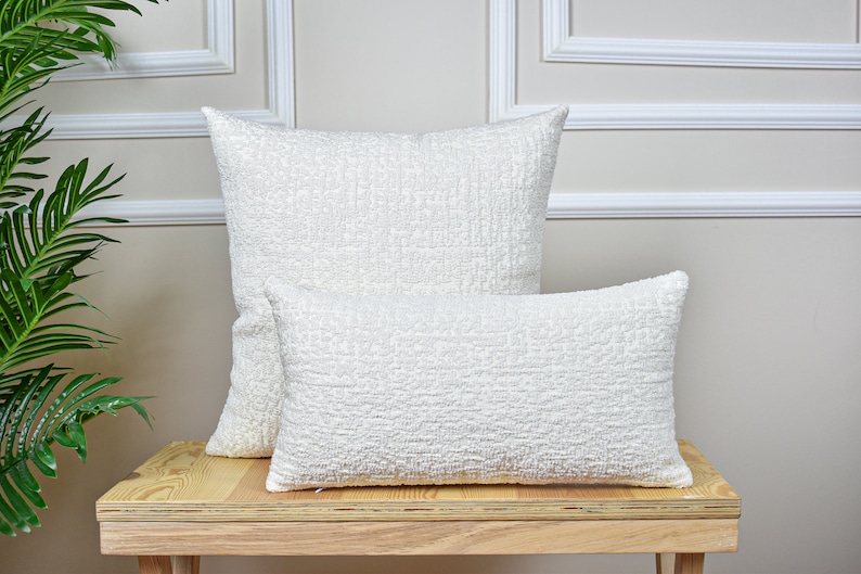 White Woven Linen Throw Pillow Cover, Soft Linen Euro Pillow Sham for Bedroom, Textured Linen Cushion Cover for Sofa, Soft Linen Pillow Case