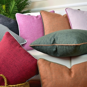 Any Size Throw Pillow Cover, Linen Pillow with Piping, Upholstery Fabric Pillow Cover, Designer Cushion, Linen Piping Linen Pillow Covers