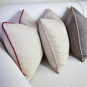 Contrast Piping Linen Pillow Cover: Modern Throw Cushion