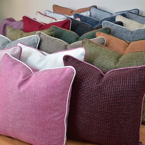 MATCH linen pillow with piping color, Linen throw pillow with piping, Linen long lumbar pillow, Luxury invisible zipper linen pillow cover