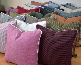 Linen Throw Pillow Cover with Piping, Custom Size