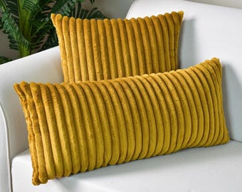 Corduroy Throw Pillow Cover, Soft Decorative Cushion, Home Interior Design