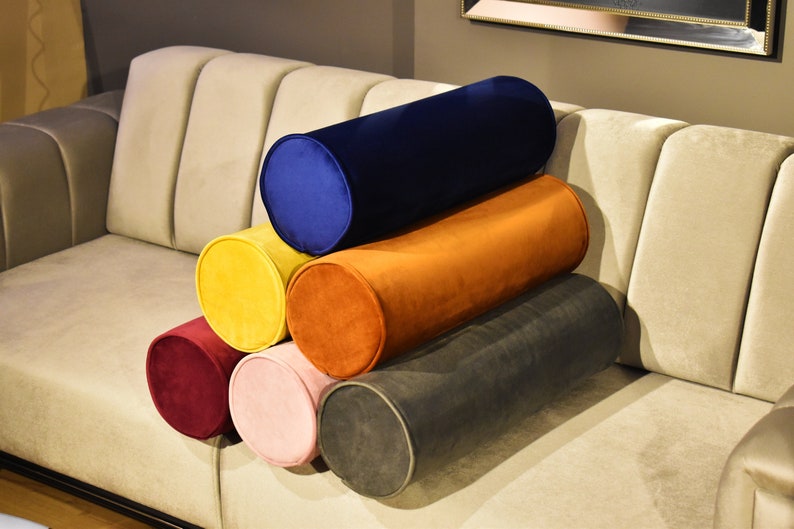 Luxury Velvet Bolster Throw Pillow Covercylindrical and Round Etsy
