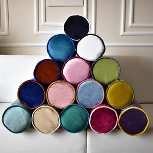 Bolster velvet pillow cover, Designer velvet pillow case, Velvet bolster cushion, Sofa and bed bolster pillow cover, Custom piping color