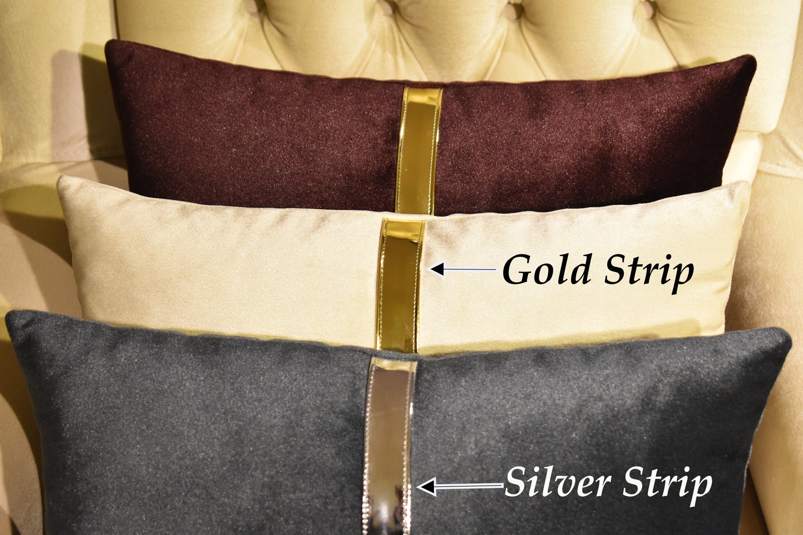 White Luxury Velvet Lumbar Pillow Cover With Gold Cordtrendy Etsy