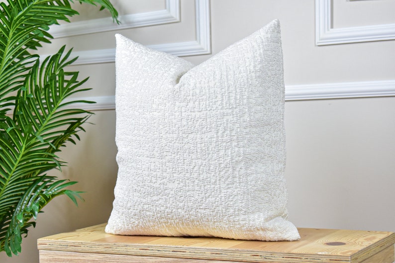 Bohemian White Linen Pillow Cover White Woven Boucle Throw Etsy