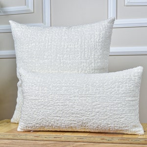 White Woven Linen Throw Pillow Cover, Soft Linen Euro Pillow Sham for Bedroom, Textured Linen Cushion Cover for Sofa, Soft Linen Pillow Case